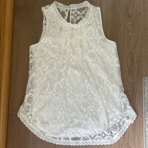 Lace Sleeveless Blouse 100% Cotton